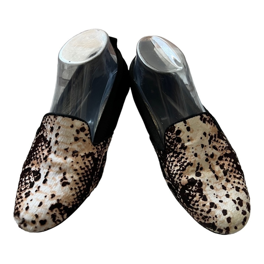Yosi Samra Ariel Ballet Flats Loafers Shoes Leather Snake Print Calf Hair Size 7